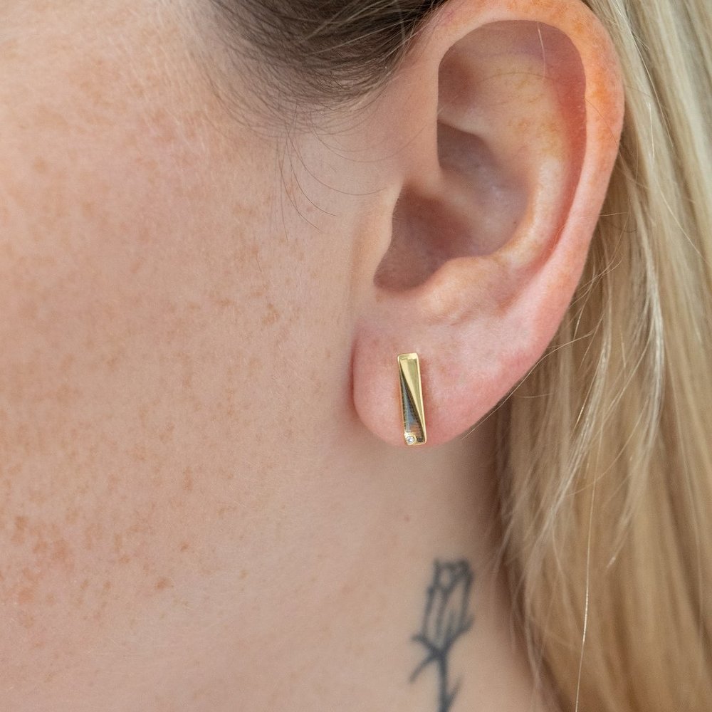 Flex Stud Earrings with Lab Grown Diamonds - 14K Gold Vermeil